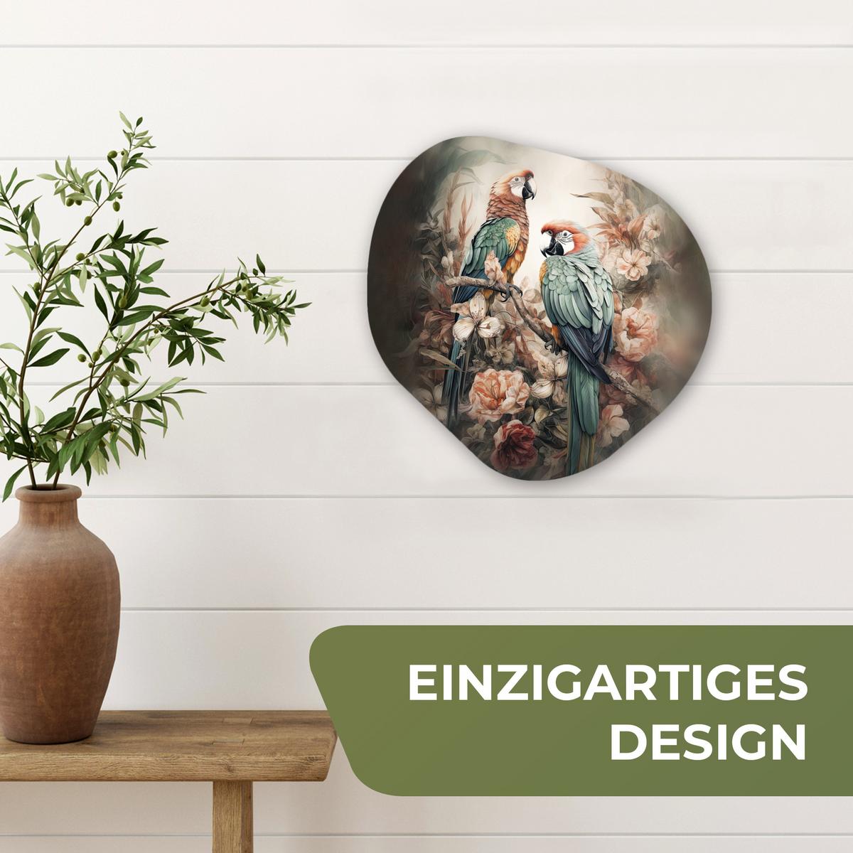 WANDBILD Papageien - Vögel - Natur - Blumen Wanddeko 40x40 cm - Baltimorefarben, Kunststoff (40/40cm) - MuchoWow
