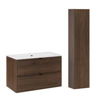 BADMÖBEL 81cm Elias 2er-Set Holz - Braun, Holzwerkstoff (81/50/46cm) - Petits-meubles