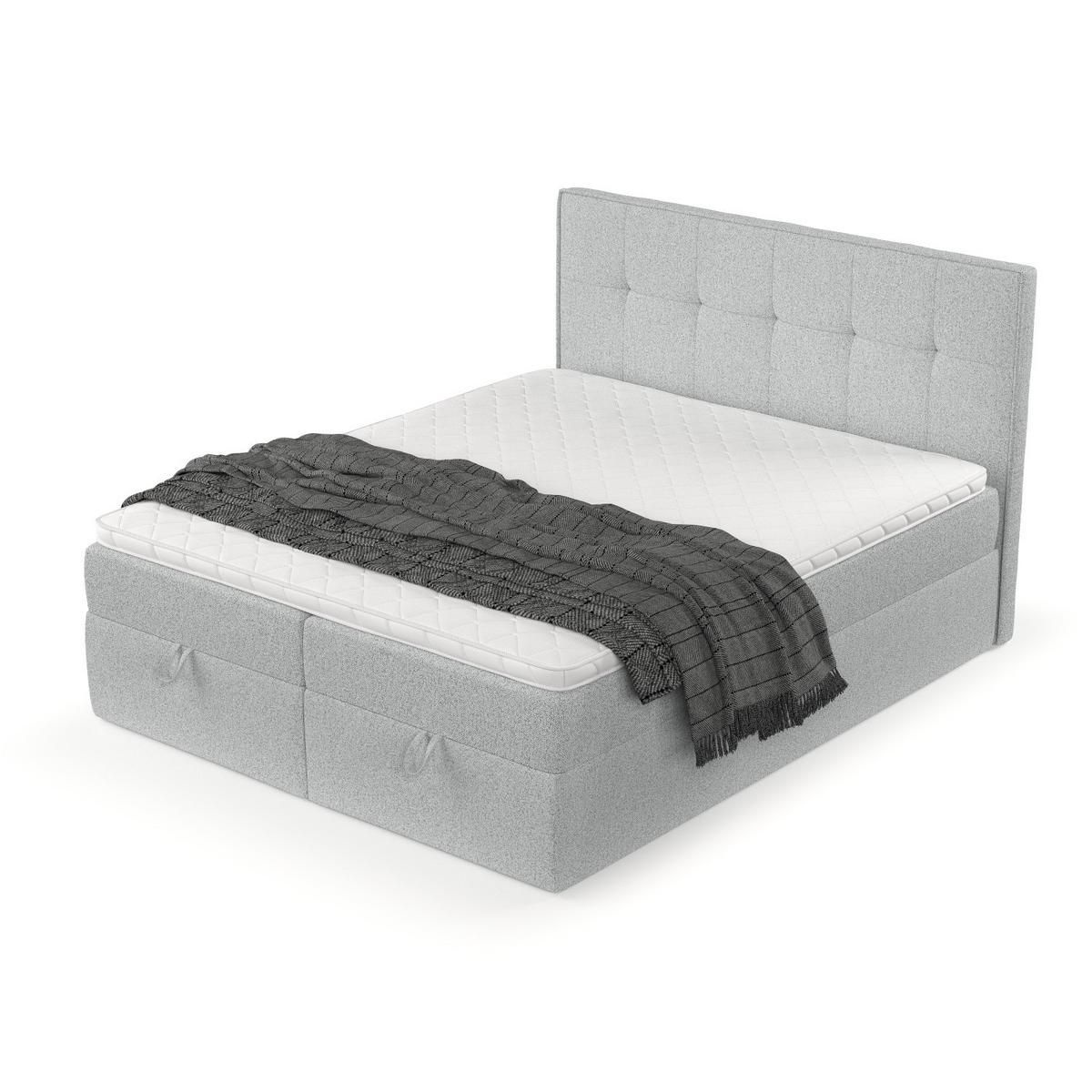 BOXBETT Tivra 160/200 cm Hellgrau im Riva Stoff - Hellgrau/Schwarz, Holz/Holzwerkstoff (160/200cm) - AltaBeds