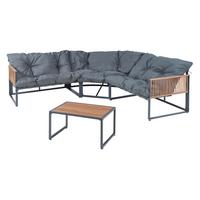 GARTENMÖBEL-SET 4 TLG. Karg - Dunkelgrau/Eichefarben, Kunststoff/Metall - casa.pro