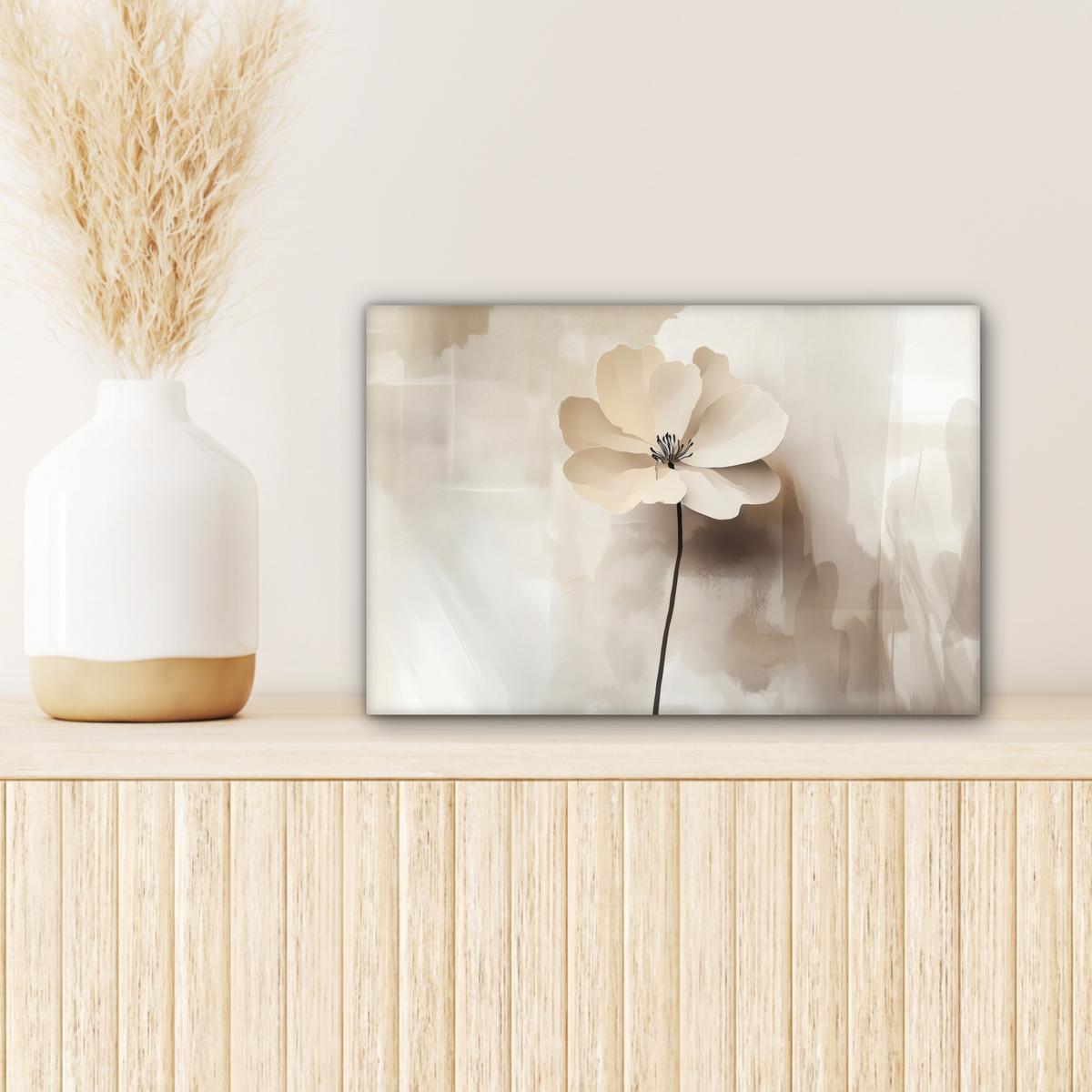 LEINWANDBILD Blume - Beige - Farbe - Schatten Deko Schlafzimmer 30x20 cm - Creme, Textil (30/20cm) - MuchoWow