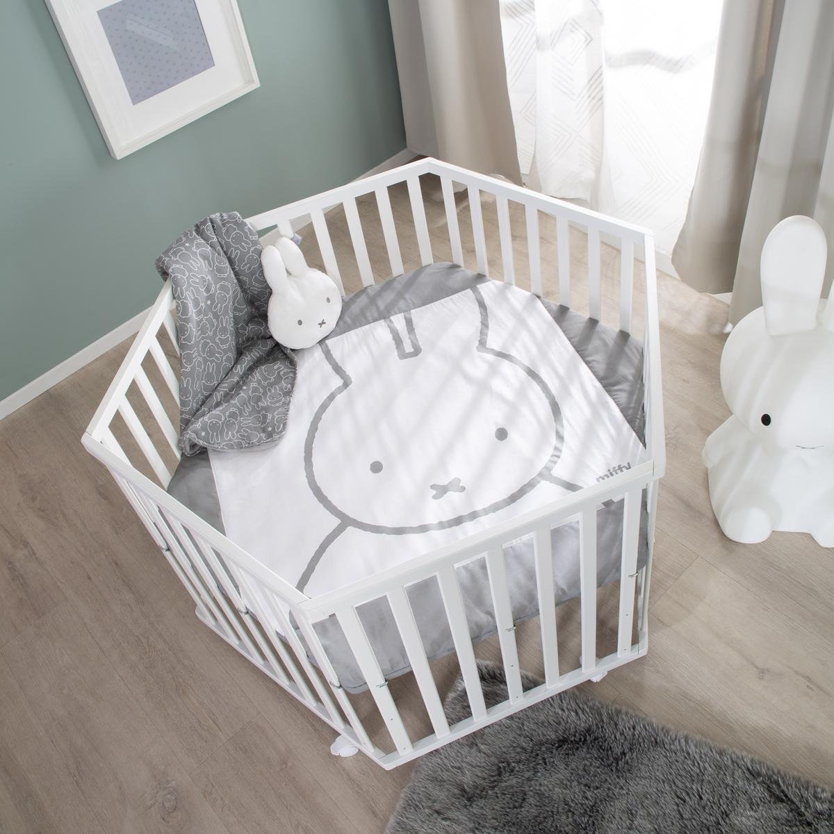 LAUFGITTER 6-eckig Miffy - Weiß, Holzwerkstoff (118.5/72.5/103.5cm) - Roba