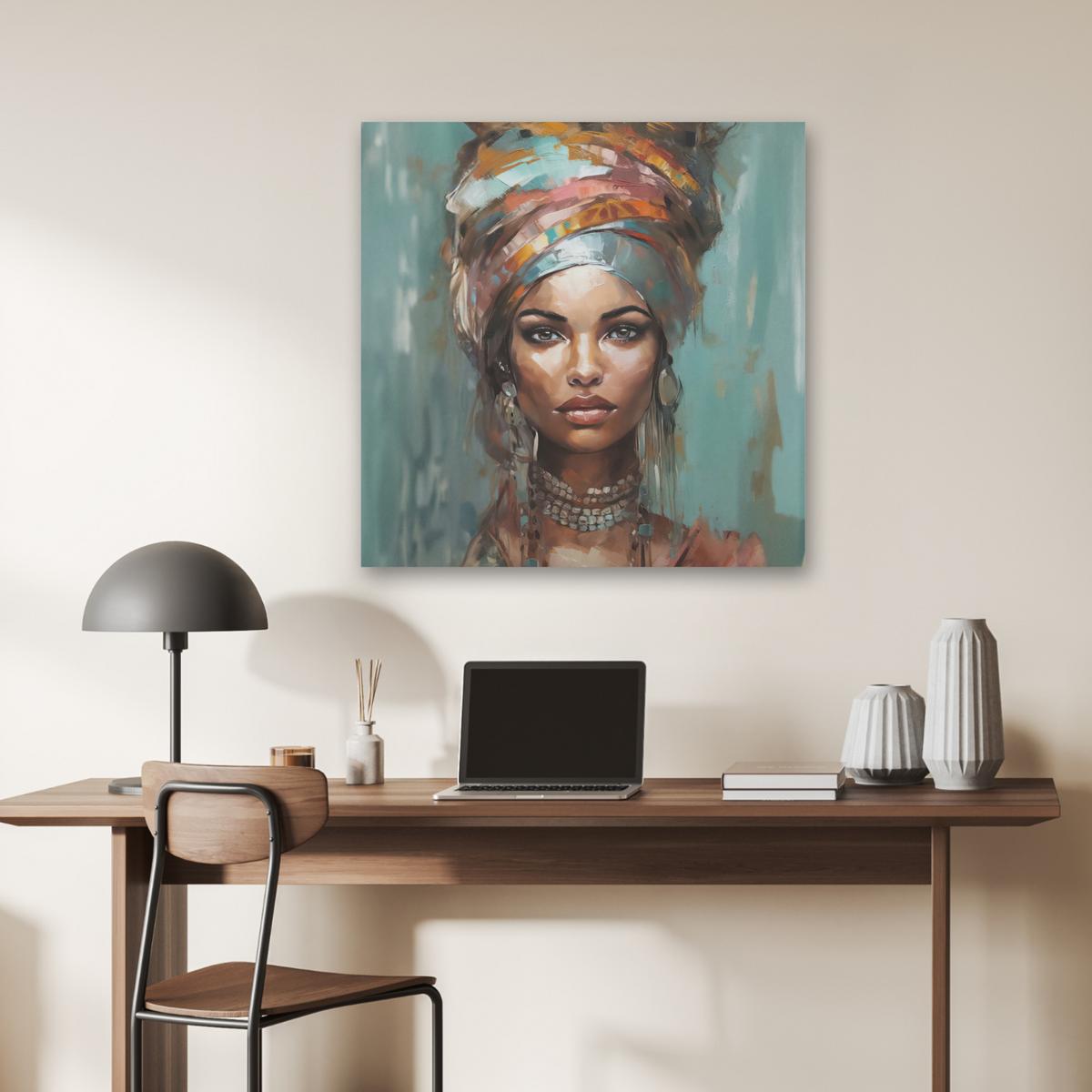 AKUSTIKBILD Frau - Kunst - Schmuck - Porträt Akustikpaneele 80x80 cm - Blaugrau, Kunststoff (80/80/0.9cm) - MuchoWow