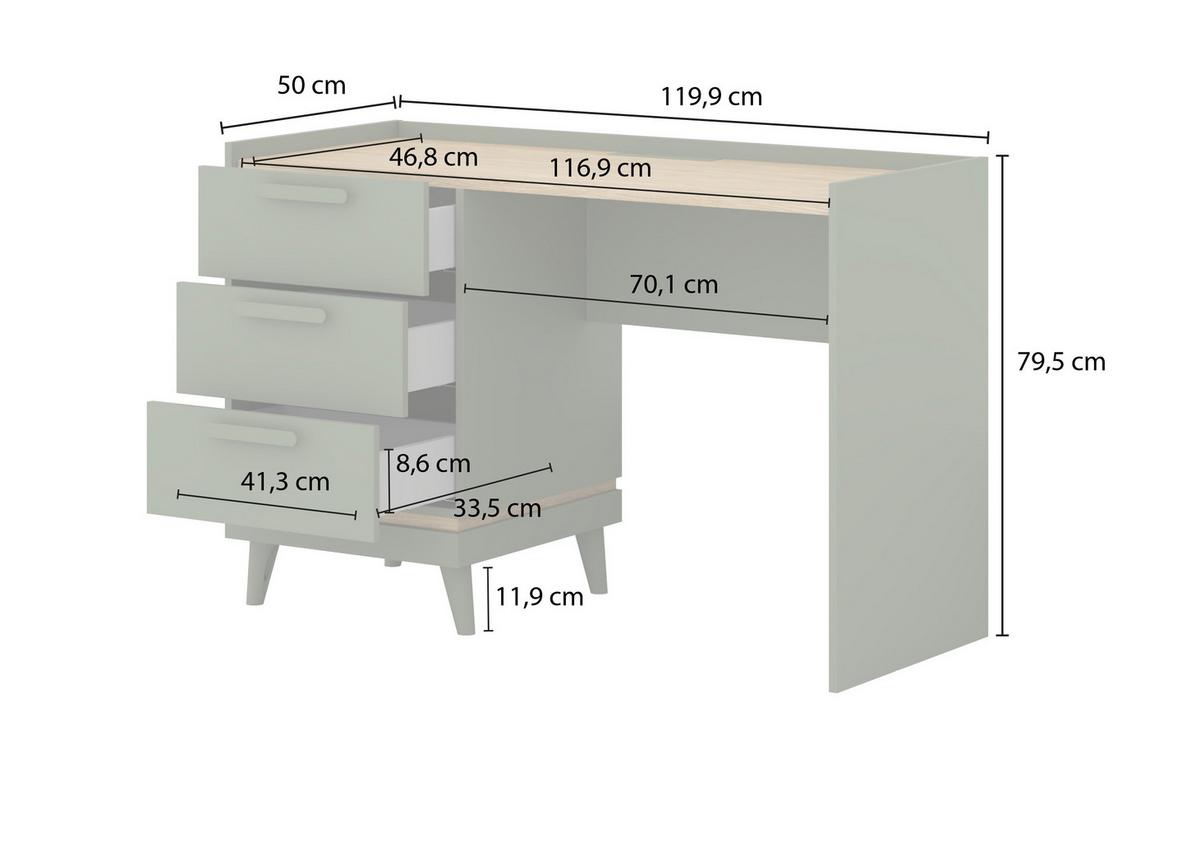 SCHREIBTISCH ACARA 120x50x79,5 cm Bürotisch Computertisch, Hellgrün - Hellgrün, Holzwerkstoff (50/120/79.5cm) - MASSENO