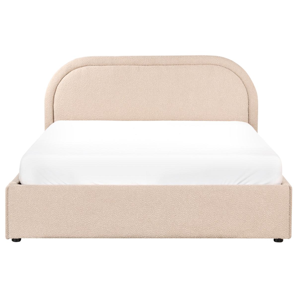 BETT mit Stauraum 140/200 cm Bouclé Beige Quillien - Beige, Textil (140/200cm) - Beliani