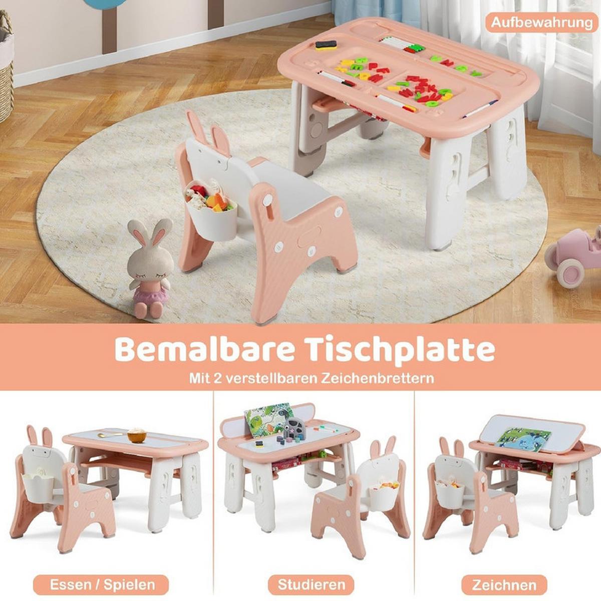 KINDERTISCH mit Stuhl rosa(2-tlg) - Pink, Kunststoff (80/40/50cm) - COSTWAY