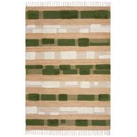 JUTETEPPICH handgewebt mit Fransen WHARFE, im Patchwork-Stil, Natur-Grün, 160 x 230 cm - Grün, Textil (230/160cm) - KADIMA DESIGN