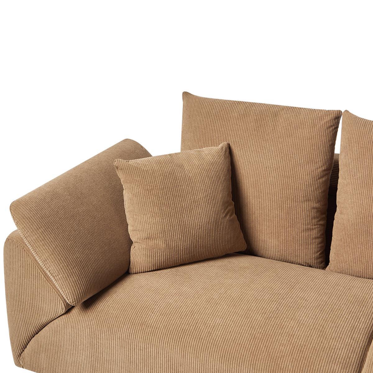 ECKSOFA 4-Sitzer Cord Braun linksseitig Lunner - Schwarz/Braun, Textil (266/180cm) - Beliani