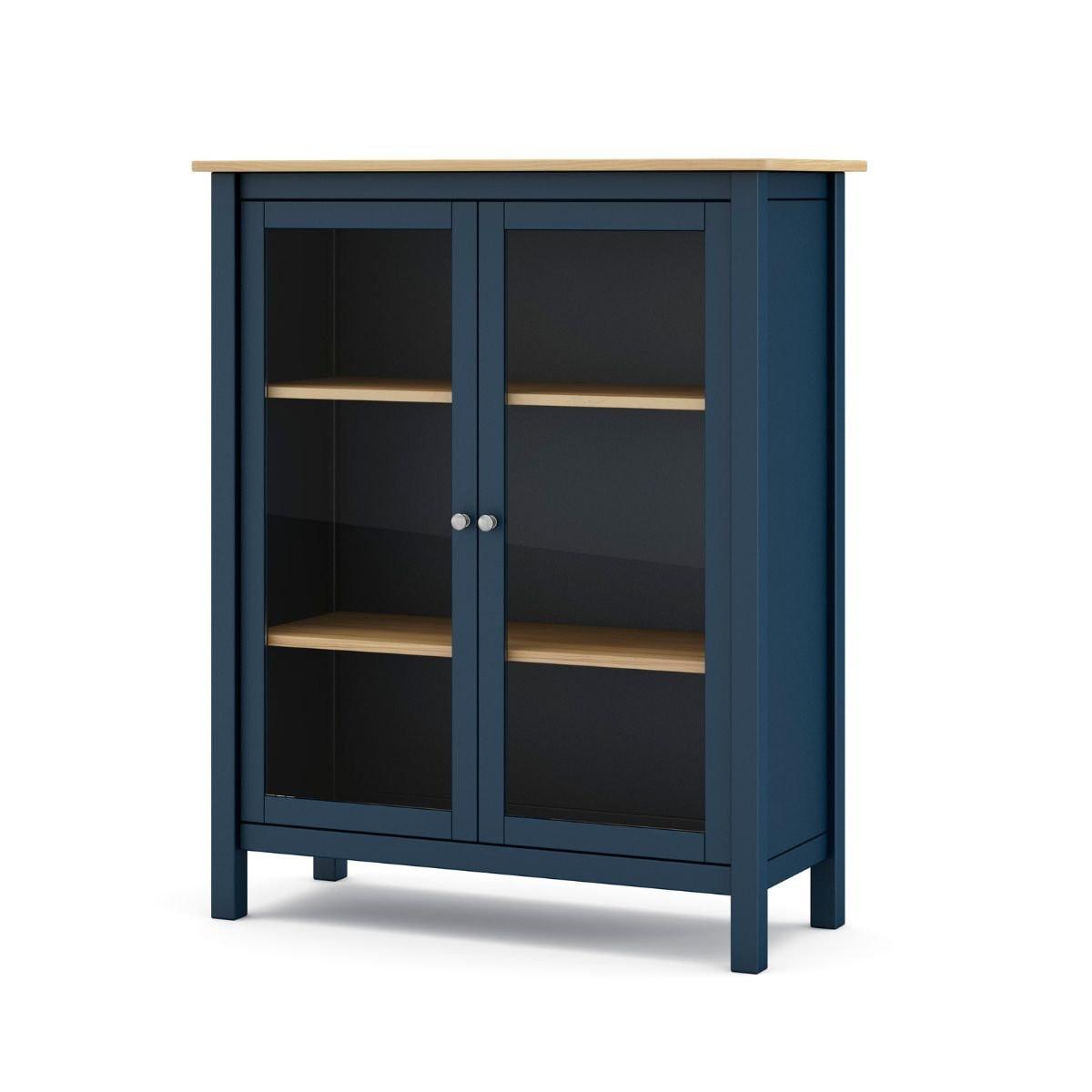 VITRINE 2 Türen L90 x H110 cm - Misti - Blau, Holz (40/110/90cm) - Calicosy