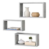 WANDREGAL-SET 3 TLG. Mandal - Grau, Holzwerkstoff (37/19/14.5cm) - [en.casa]