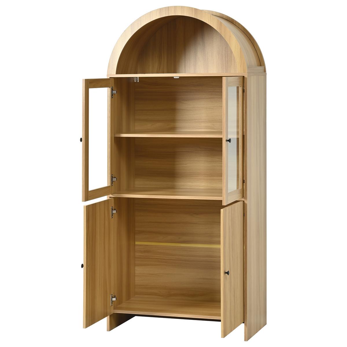 KÜCHENSCHRANK holz-optik natur 176 cm hoch mit bogendesign & wellenmuster - Naturfarben, Holzwerkstoff (78/176/40cm) - Urban Meuble