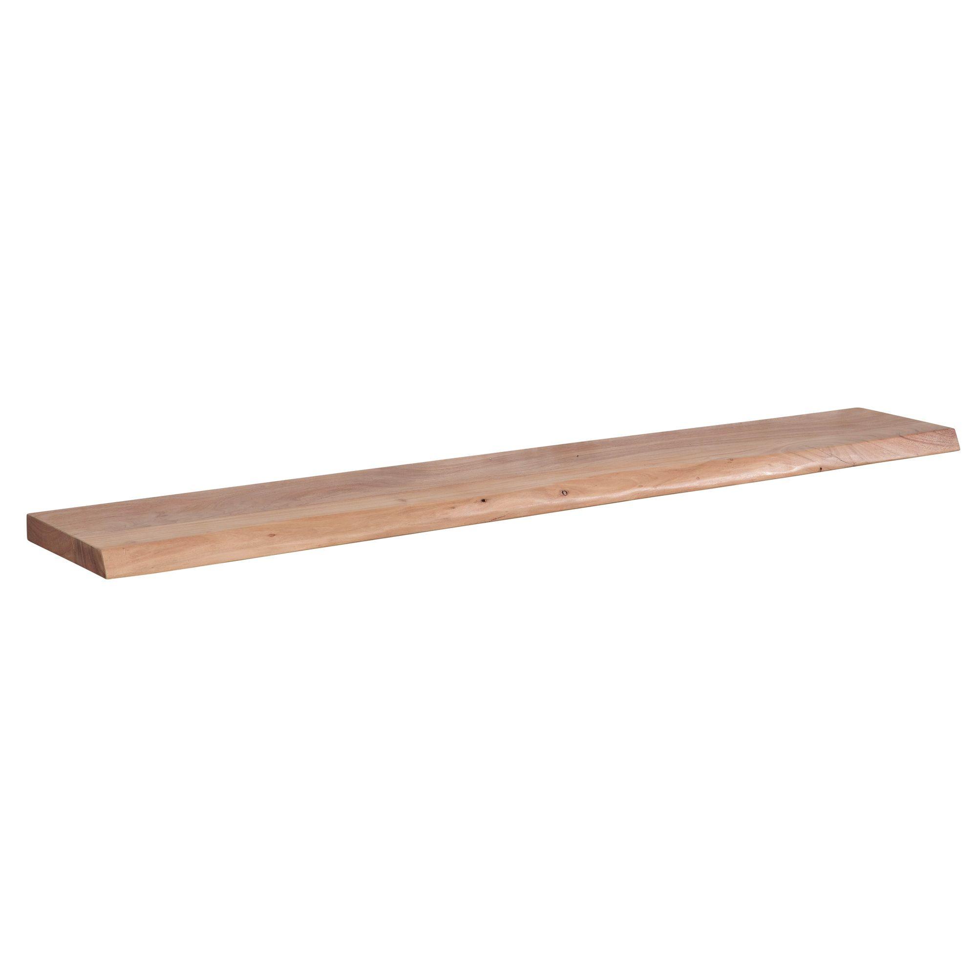 WANDREGAL Akazienholz Baumkante Rustikal, Beige 160x26x4 cm - Beige, Holz (160/4/26cm) - KADIMA DESIGN