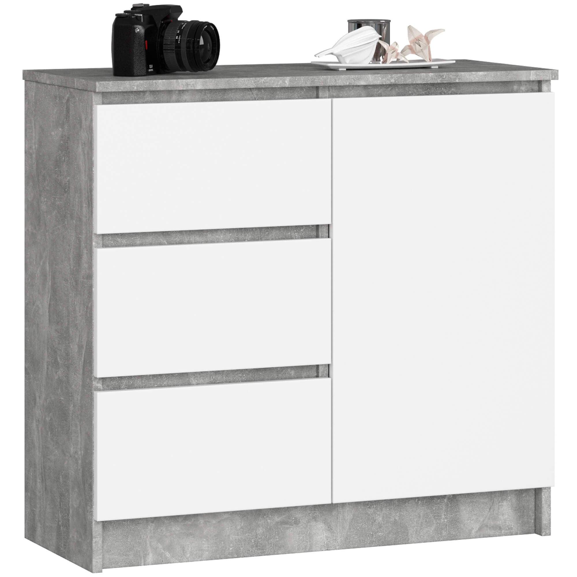 KOMMODE Beton, Weiß 77/80/35 - Weiß, Holzwerkstoff (80/77/35cm) - RAUMHIRSCH FURNITURE