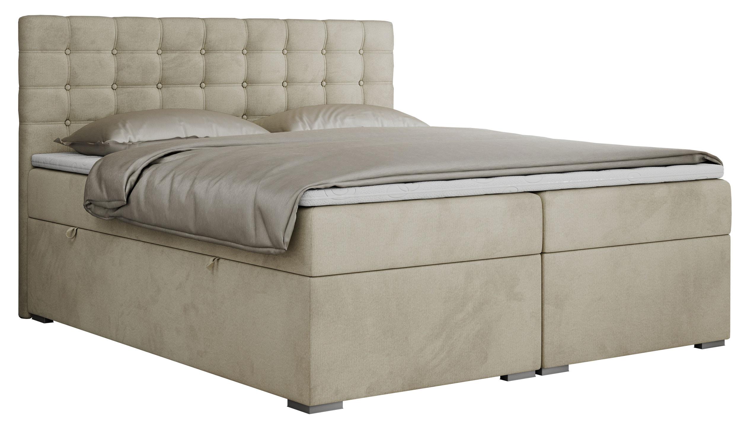 BOXBETT SUSAN 180/200 Beige Velvet - H4 - Beige, Holz/Textil (180/200cm) - MKS