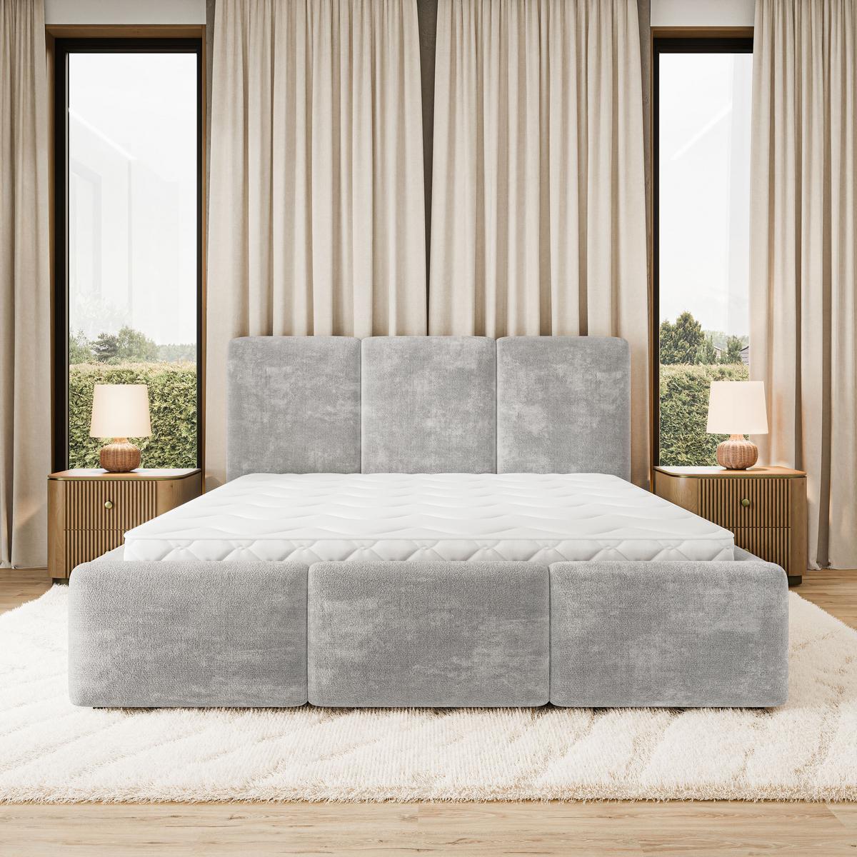 POLSTERBETT MORENA LM 180x200 cm mit Bettkästen - Hellgrau - Hellgrau, Holz (180/200cm) - MASSENO