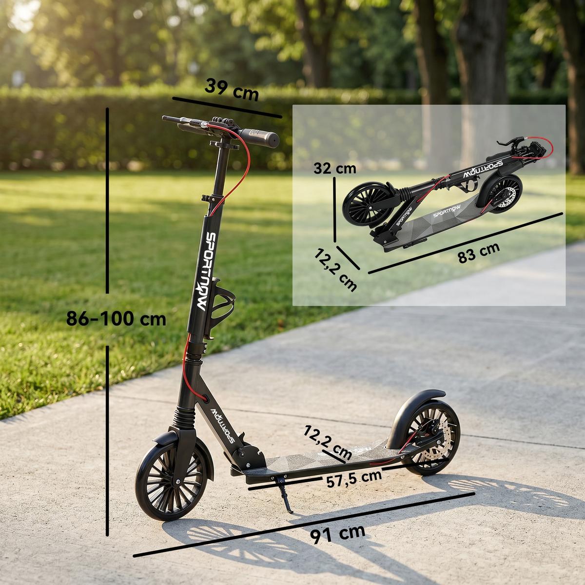TRETROLLER Aluminium PU Schwarz - Schwarz, Metall (91/39/100cm) - SPORTNOW