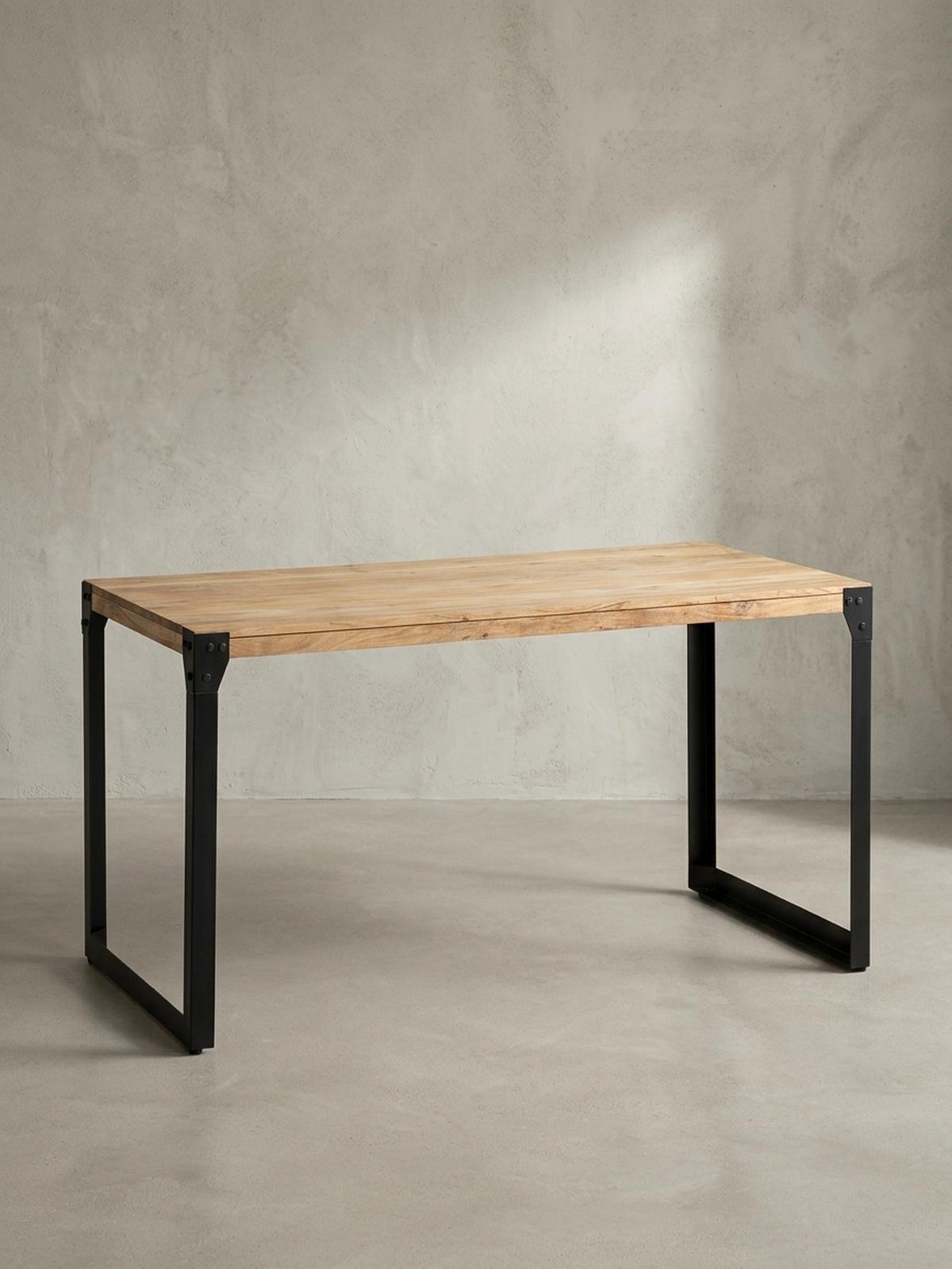 ESSTISCH Massivholz Metall Rechteckig Industrial, Akazie 120x60x76 cm - Schwarz/Akaziefarben, Holz/Metall (60/120/76cm) - KADIMA DESIGN