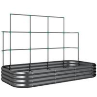 HOCHBEET mit Rankhilfe & offenem Boden Dunkelgrau - Dunkelgrau, Metall (110/150/220cm) - Outsunny
