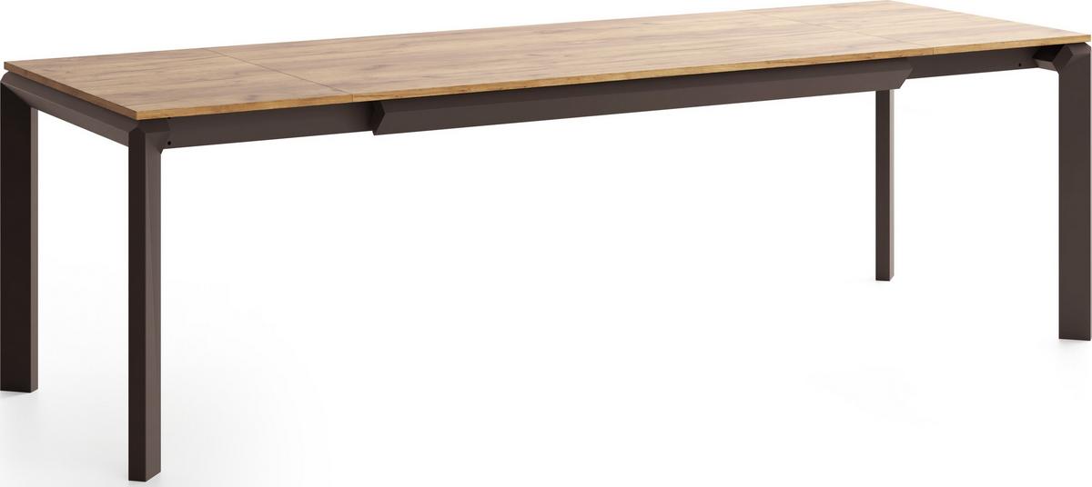 ESSTISCH Elan rechteckig ausziehbar verlängerbar mit Braunen Metallbeinen, Eiche Braun 160-250/90/76 cm - Eiche Wotan/Braun, Holzwerkstoff/Metall (90/250/76cm) - WFL GROUP