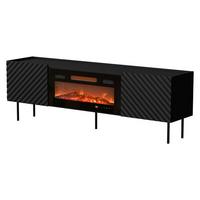TV-LOWBOARD Lucca 180 2D mit Elektrische Kamin - Schwarz, Holz/Holzwerkstoff (181/59/40cm) - MIRJAN24