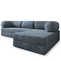 ECKSOFA ETERA modulares Boneless Sofa mit Schlaffunktion Grau Kordstoff - Blaugrau, Textil (270/160cm) - MASSENO