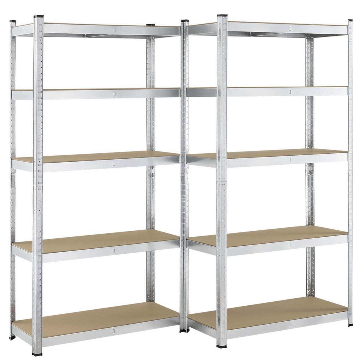 LAGERREGAL Basic verzinkt 180x90x40 cm (2er-Set) - Silberfarben, Metall (90/180/40cm) - Juskys