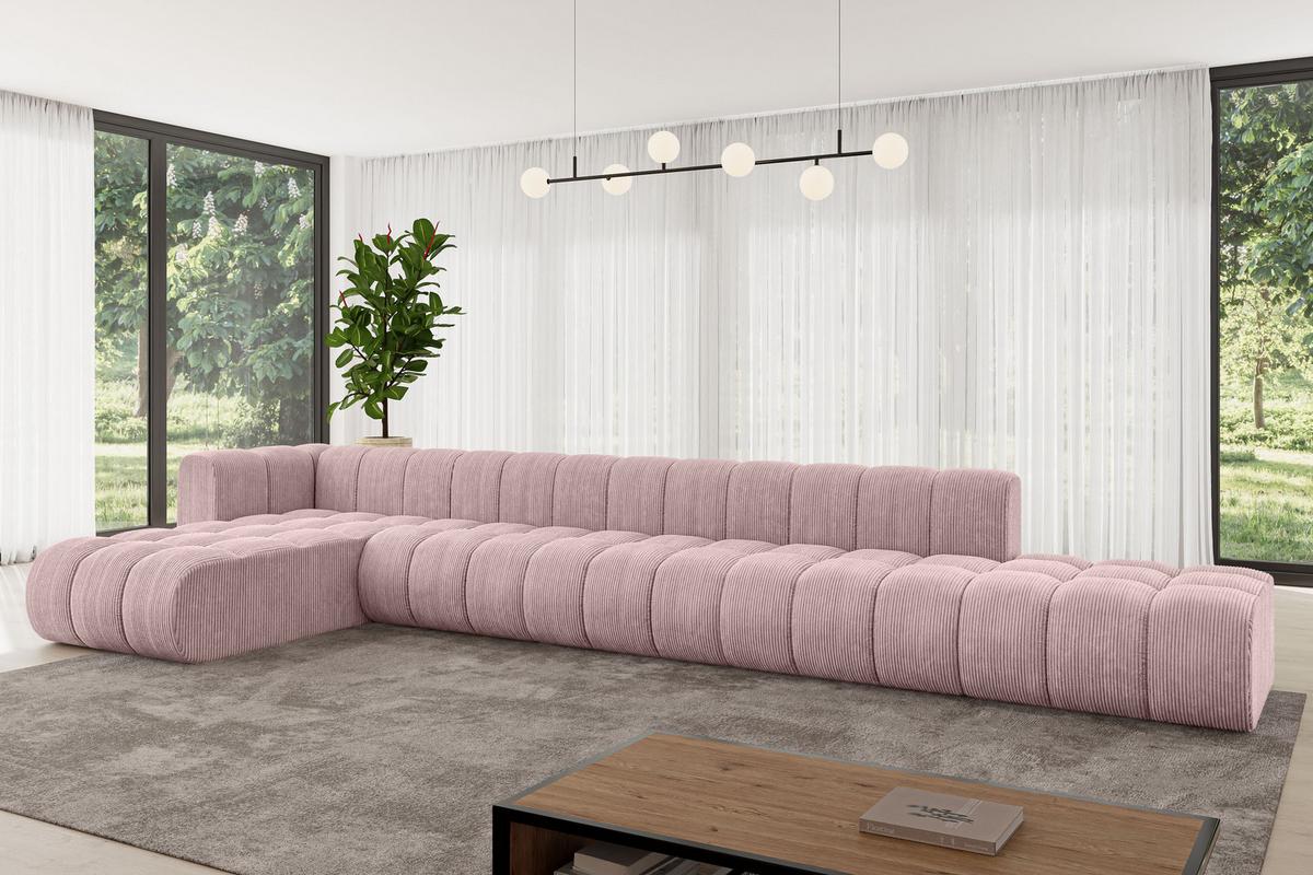 ECKSOFA modulares Sofa Zuvon-L3 - 478x177x70 cm Rosa - Rosa, Holzwerkstoff/Textil (478/177cm) - ALTDECOR