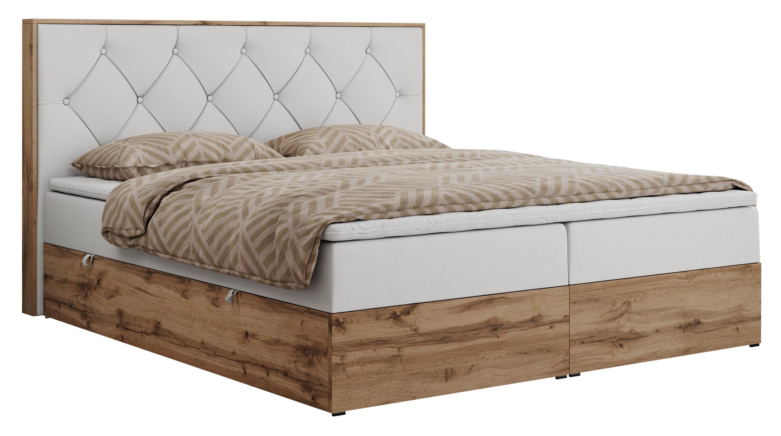 BOXBETT VENETO 140/200 Weiß Kunstleder - H4 - Weiß, Holz/Textil (140/200cm) - MKS