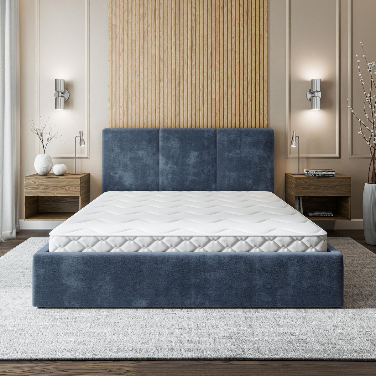 POLSTERBETT AZURI 200x200 cm mit Bettkästen - Blau - Blau, Holz (200/200cm) - MASSENO
