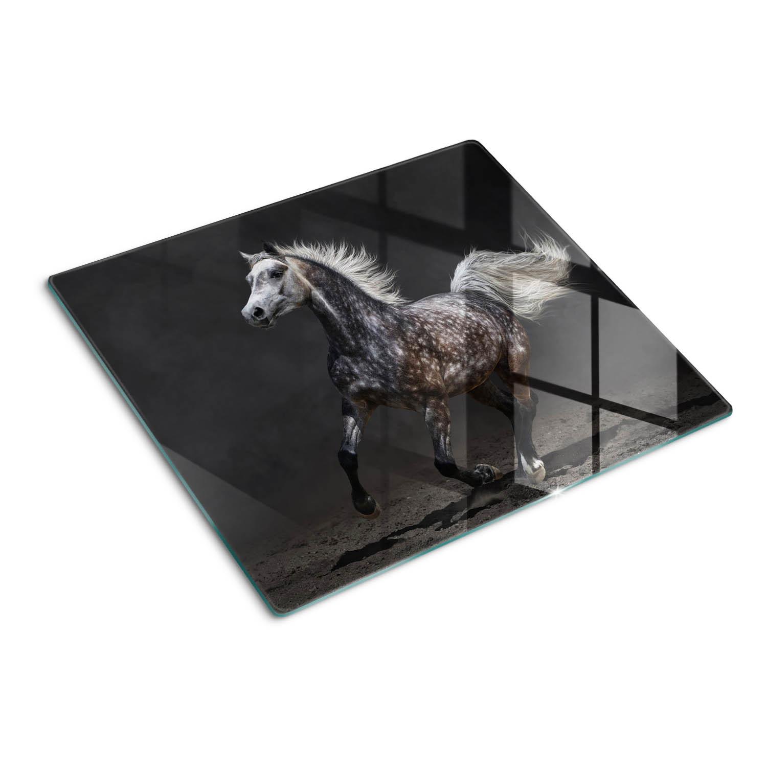 GLASPLATTE 60x52 cm Arabisches Pferd - Schwarz, Glas (60/52cm) - TULUP