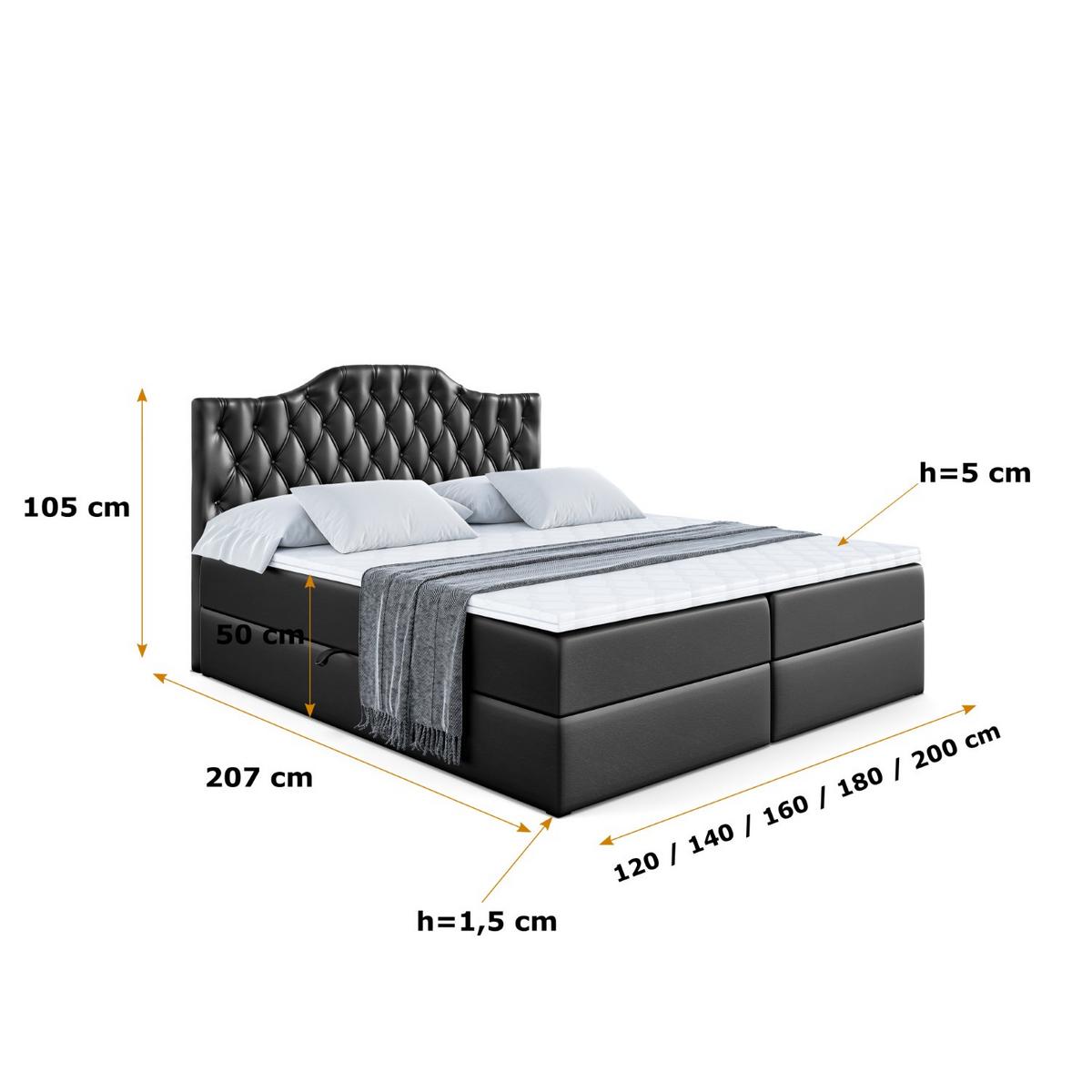 BOXBETT mit Matratze H4 und Lattenrost - VILA-1 - 120x200 cm - H4 - Schwarz Hochglanz - Schwarz Hochglanz, Holzwerkstoff (120/200cm) - ALTDECOR