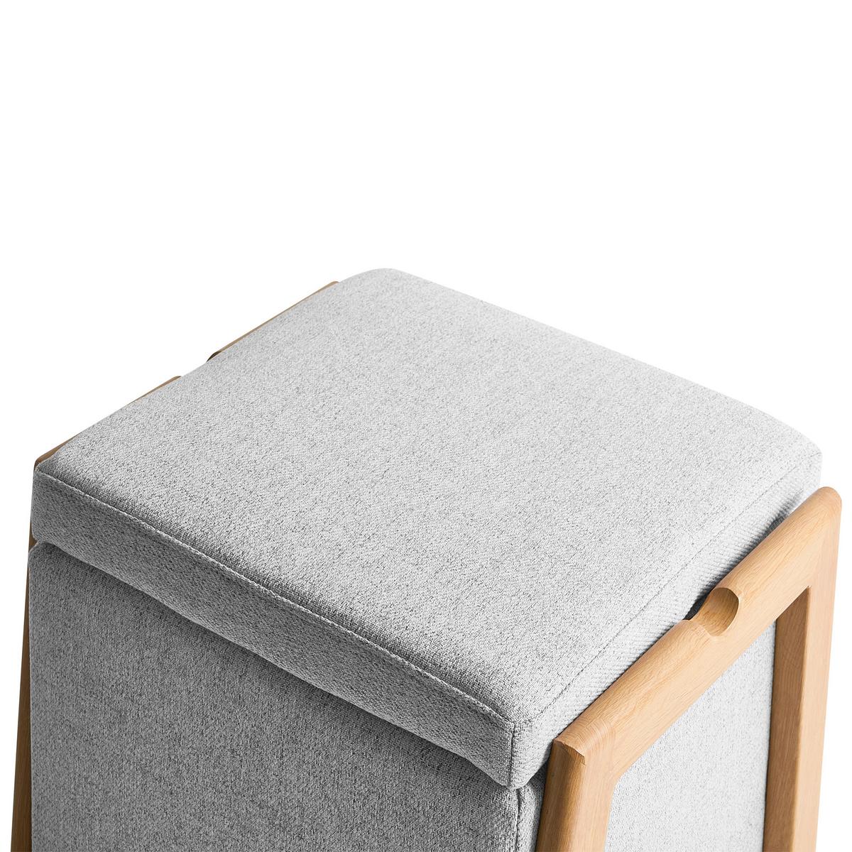 POUF mit Stauraum Stoff 45 cm Hellgrau Edland - Hellgrau, Textil (45/44/43cm) - Beliani