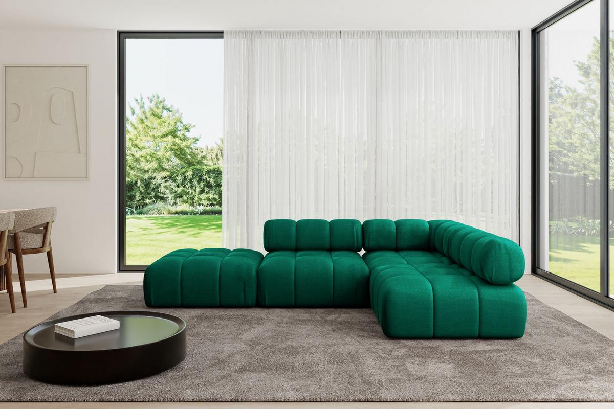 ECKSOFA modulares Sofa Favio-L1 - 285x190x70 cm Dunkelgrün Velours - Dunkelgrün, Holzwerkstoff/Textil (285/190cm) - ALTDECOR