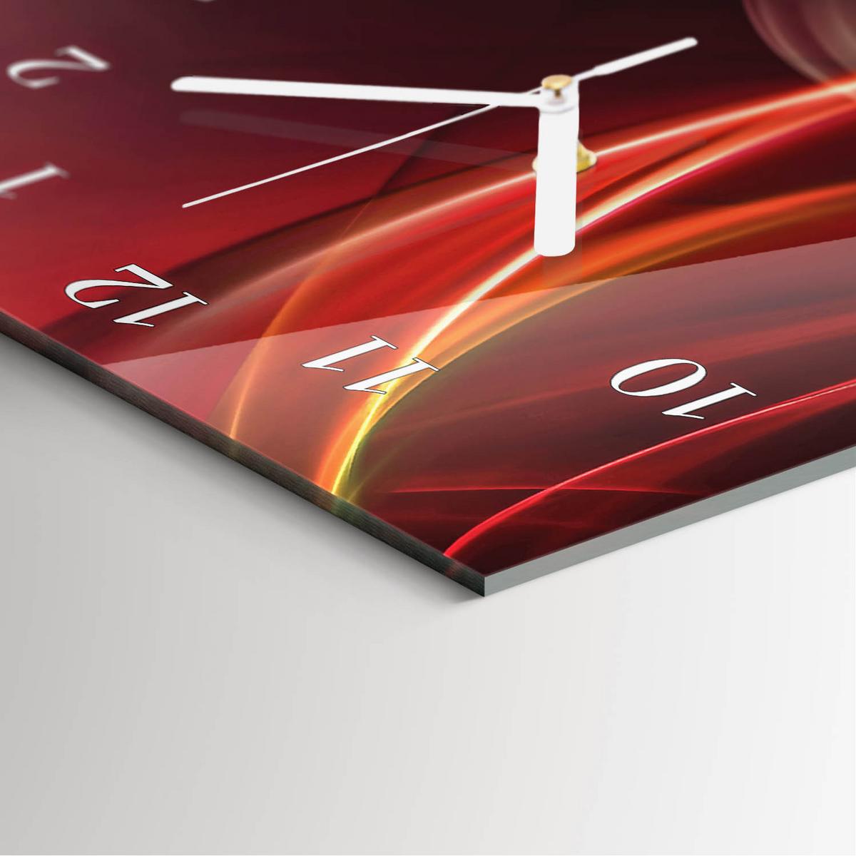 WANDUHR aus Glas 30x60 cm - Abstrakte Linien - Rot, Glas (30/60/0.4cm) - TULUP