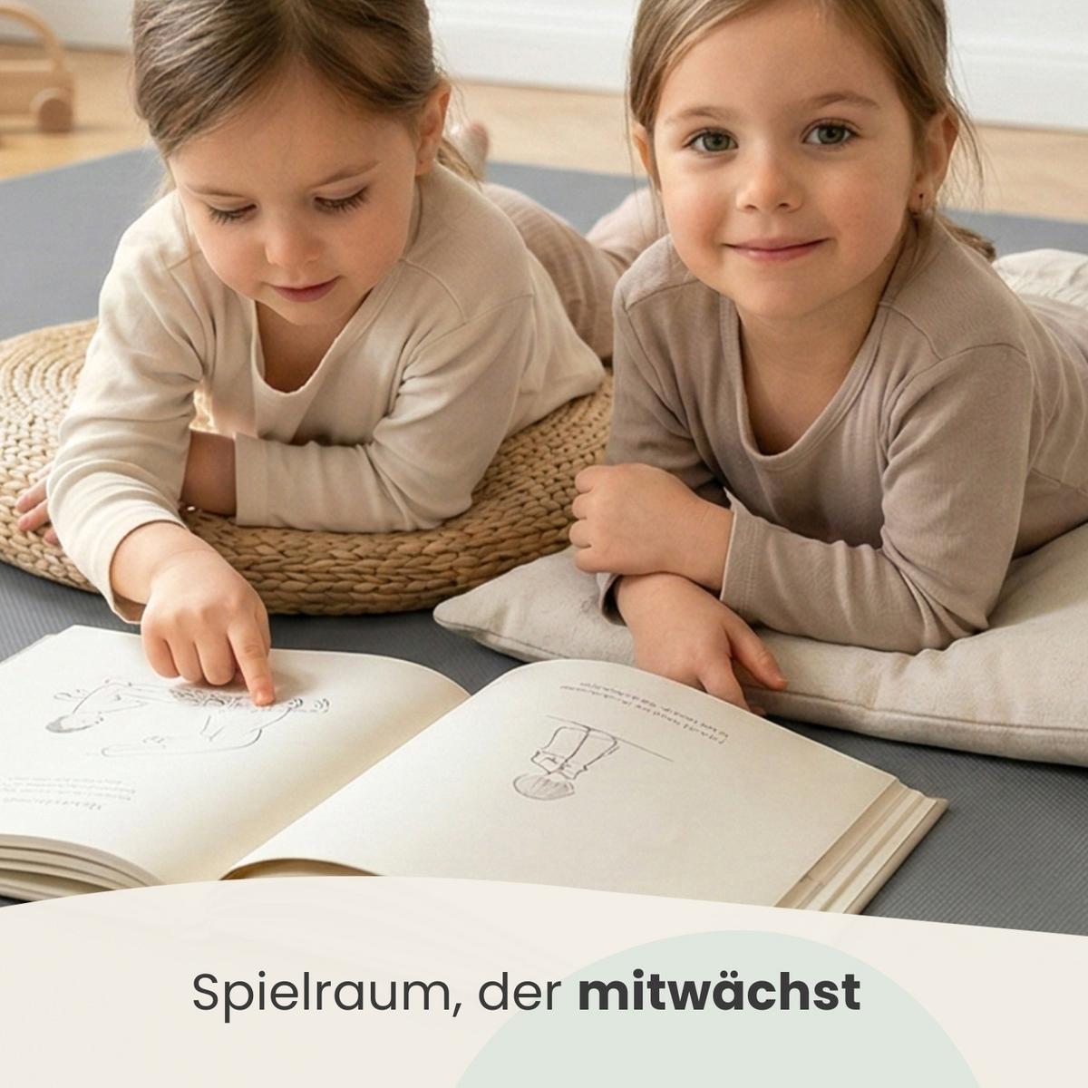 SPIELMATTE mit Rand - 90/90/1 cm Puzzlematte Grau - Grau, Kunststoff (30/30cm) - Littletom