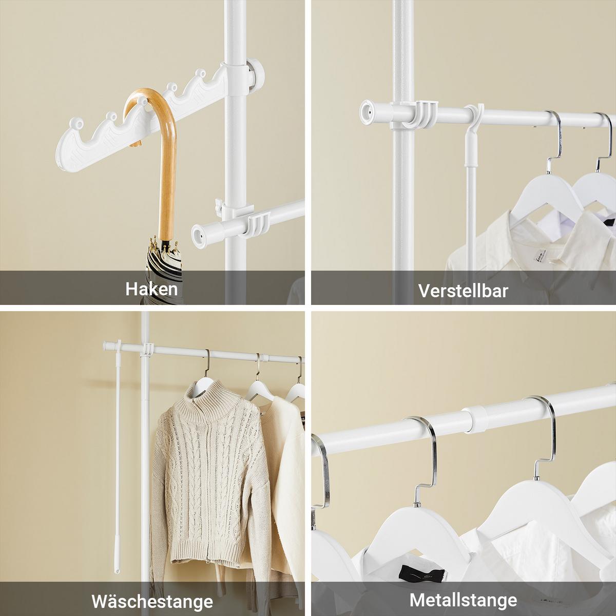 TELESKOP GARDEROBEN SYSTEM Weiß - Weiß, Kunststoff (113/285/1cm) - SoBuy