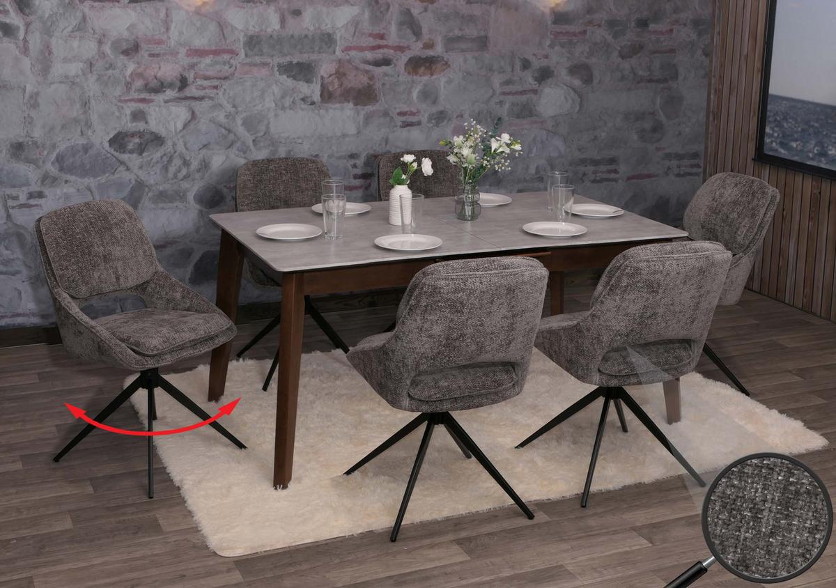 ESSZIMMERSTUHL Grau 6er-Set - Dunkelgrau/Grau, Textil (55/87/55cm) - MCW