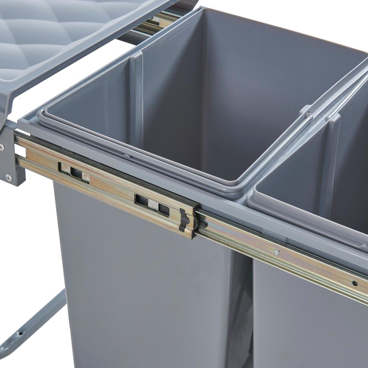 EINBAU-MÜLLEIMER Froland - Grau, Kunststoff/Metall (48/42/34cm) - [en.casa]