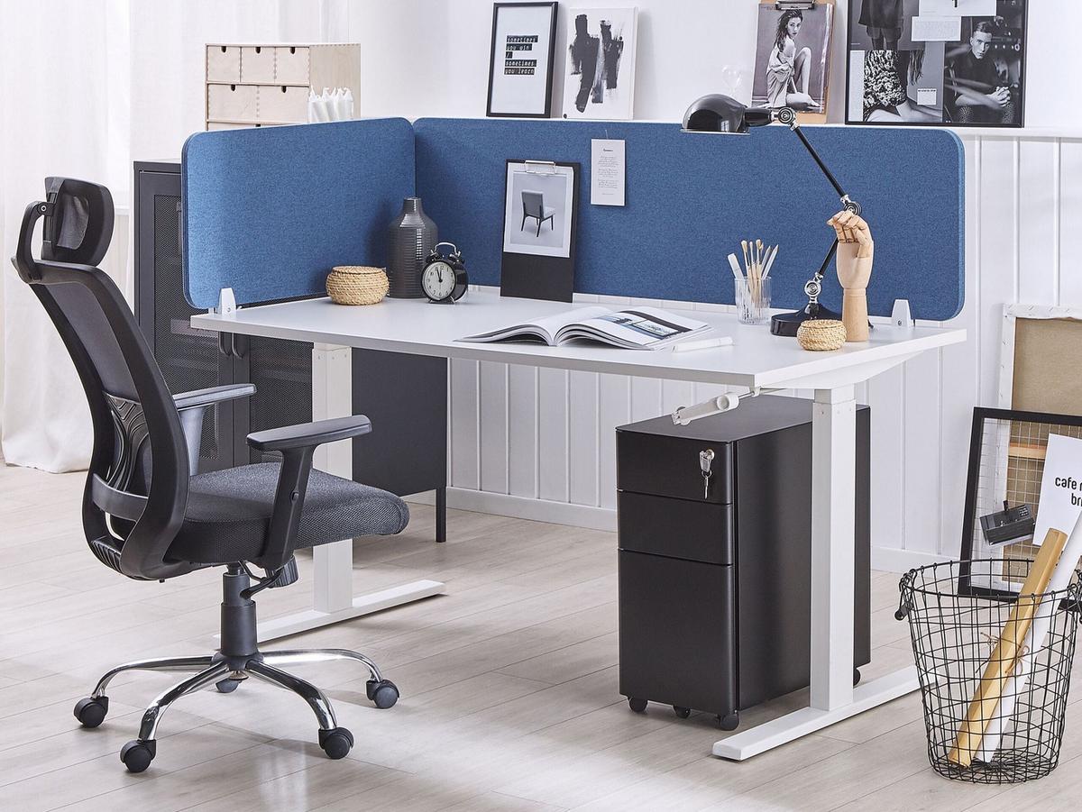SCHREIBTISCHTRENNWAND 80 x 40 cm Blau Wally - Blau, Textil (80/40/2cm) - Beliani