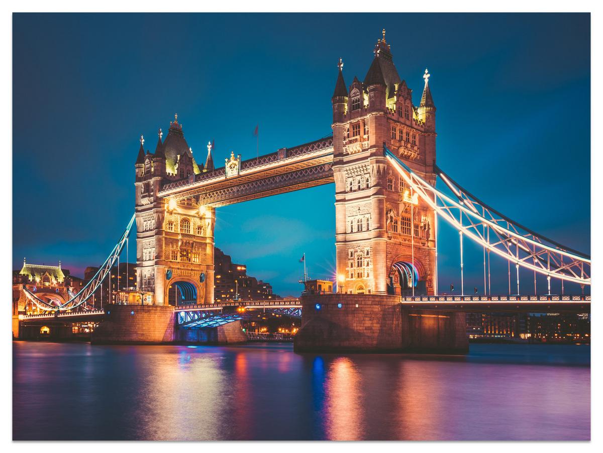FOTOTAPETE für Wohnzimmer Tower Bridge London Thames Panorama 400x280 - Gelb/Rot, Papier (400/280cm) - Muralo