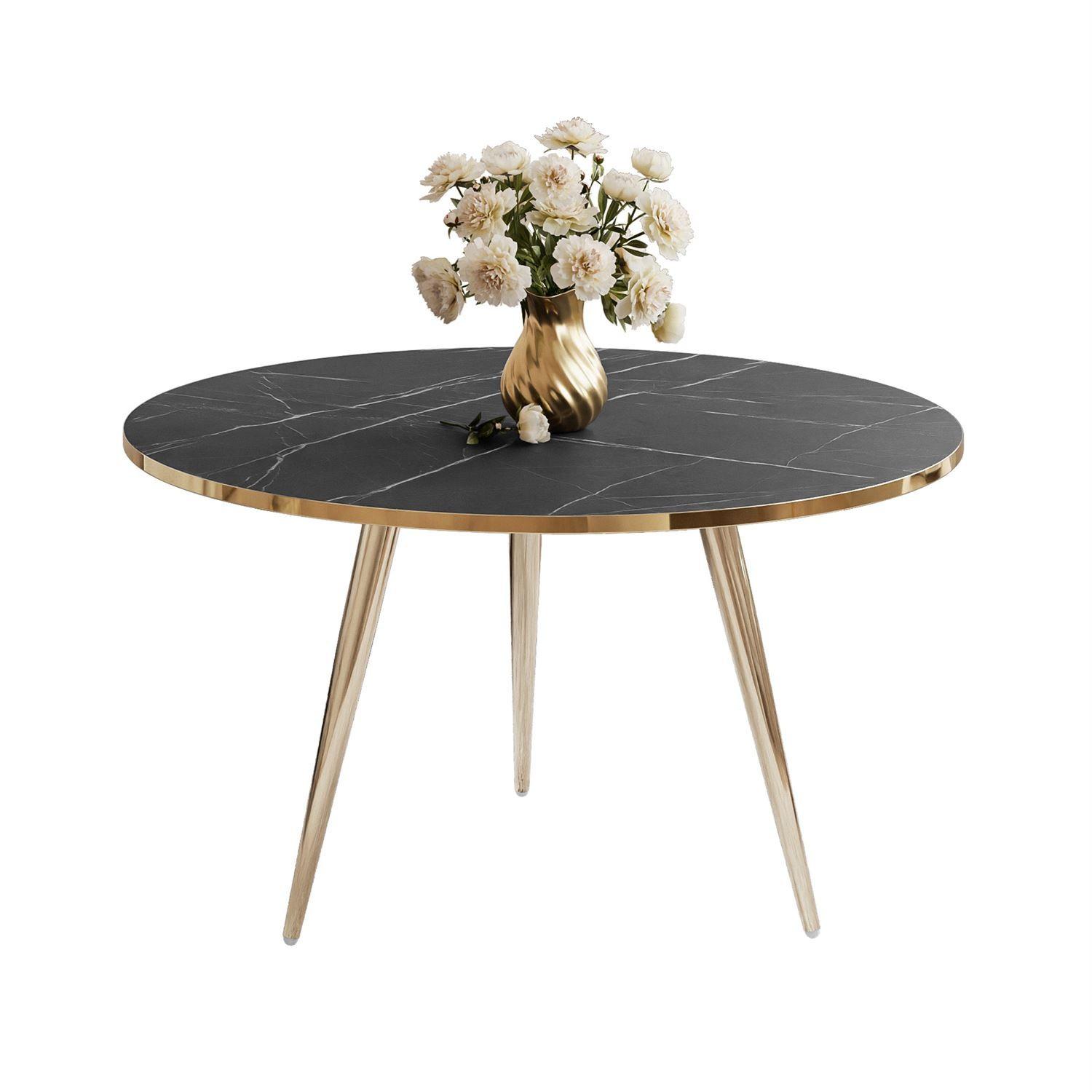 COUCHTISCH SOLEIL GOLD Schwarz Marmor, 70cm - Schwarz, Holzwerkstoff (50/70/47cm) - Lookway