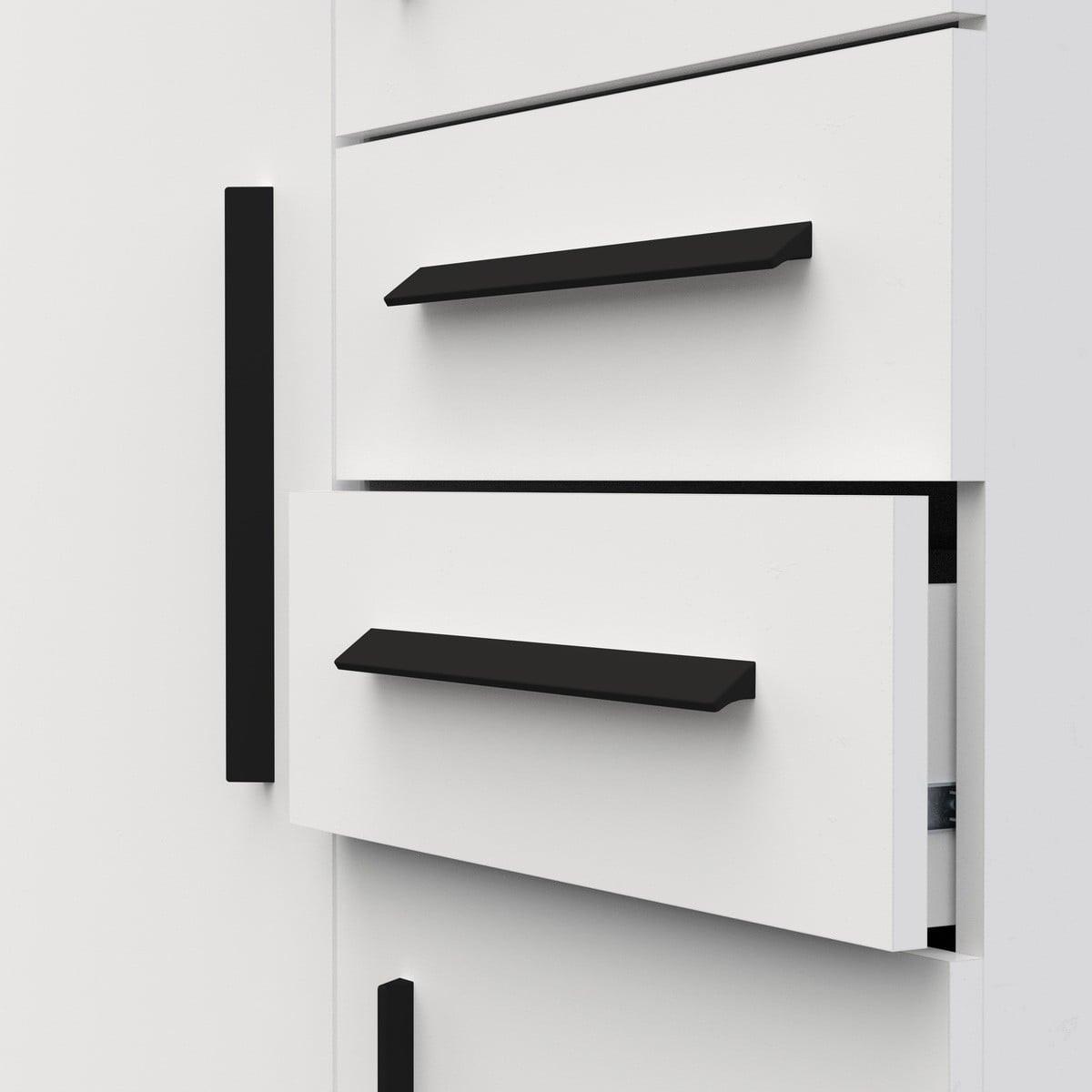 KLEIDERSCHRANK mit 3 Türen und 2 Schubladen in mattweiß 90,4/50/188 cm - Weiß, Holzwerkstoff (50/188/105.9cm) - Calicosy
