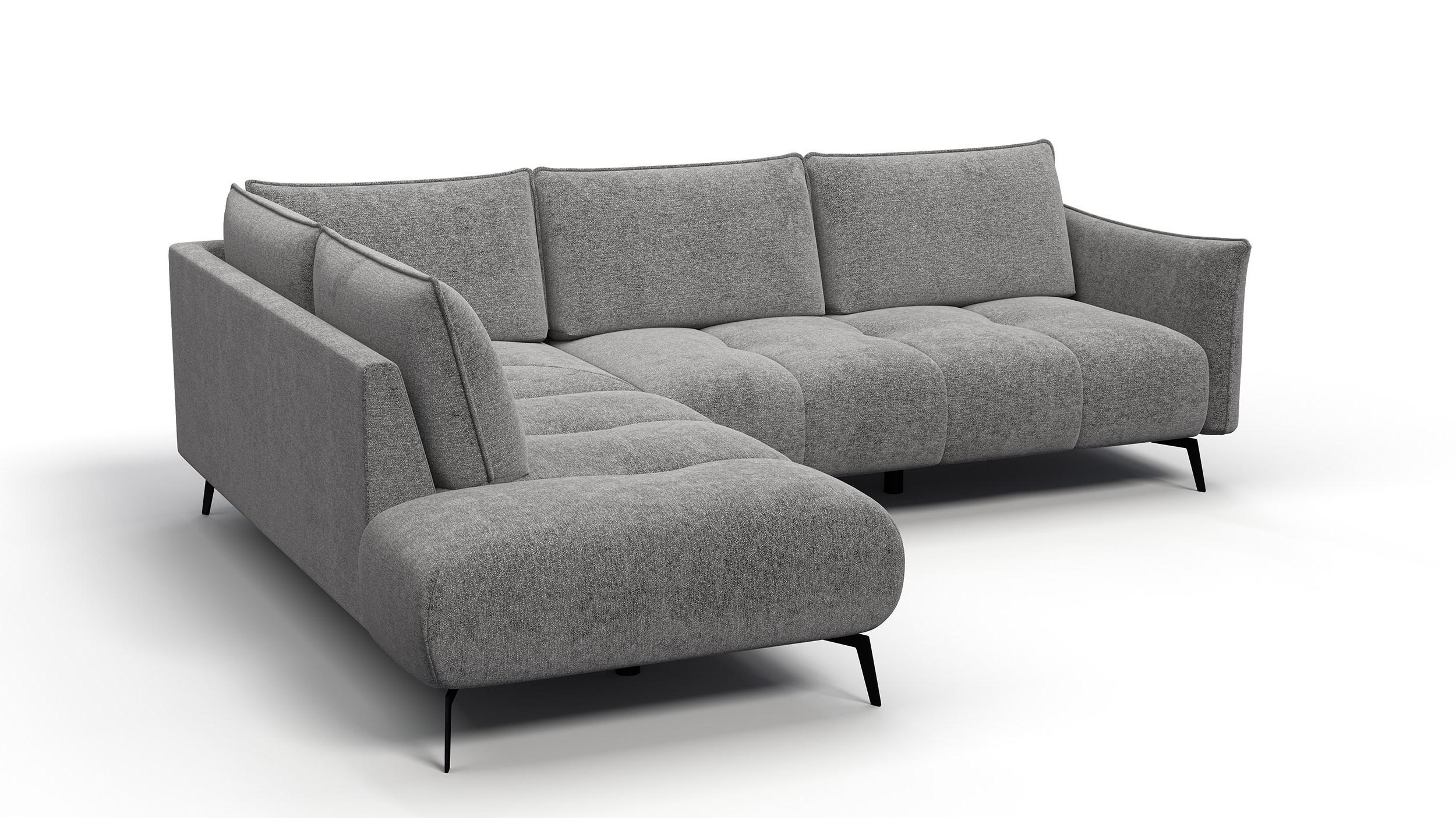 ECKSOFA AERA 5-Sitzer links, platingrau - Schwarz/Grau, Holz/Textil (268/206cm) - Wozimo