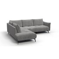 ECKSOFA AERA 5-Sitzer links, platingrau - Schwarz/Grau, Holz/Textil (268/206cm) - Wozimo