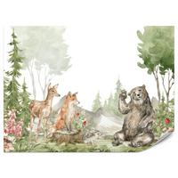 FOTOTAPETE für Kinderzimmer Aquarell Waldtiere Fuchs Reh Tragen 100x70 - Multicolor, Papier (100/70cm) - Muralo