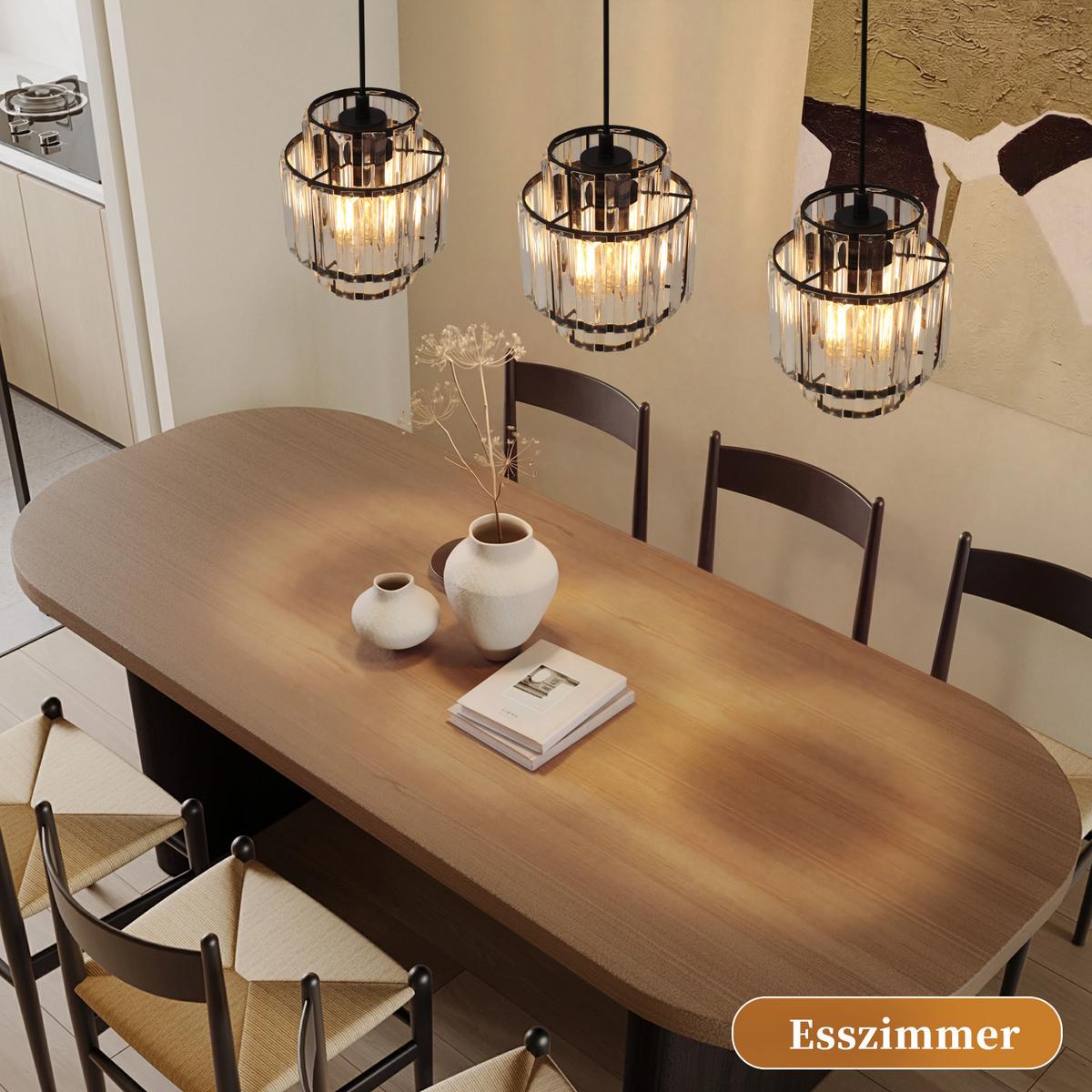 PENDELLEUCHTE Marenor 16/16/143 cm - Schwarz, Glas/Metall (16/16/143cm) - ZMH