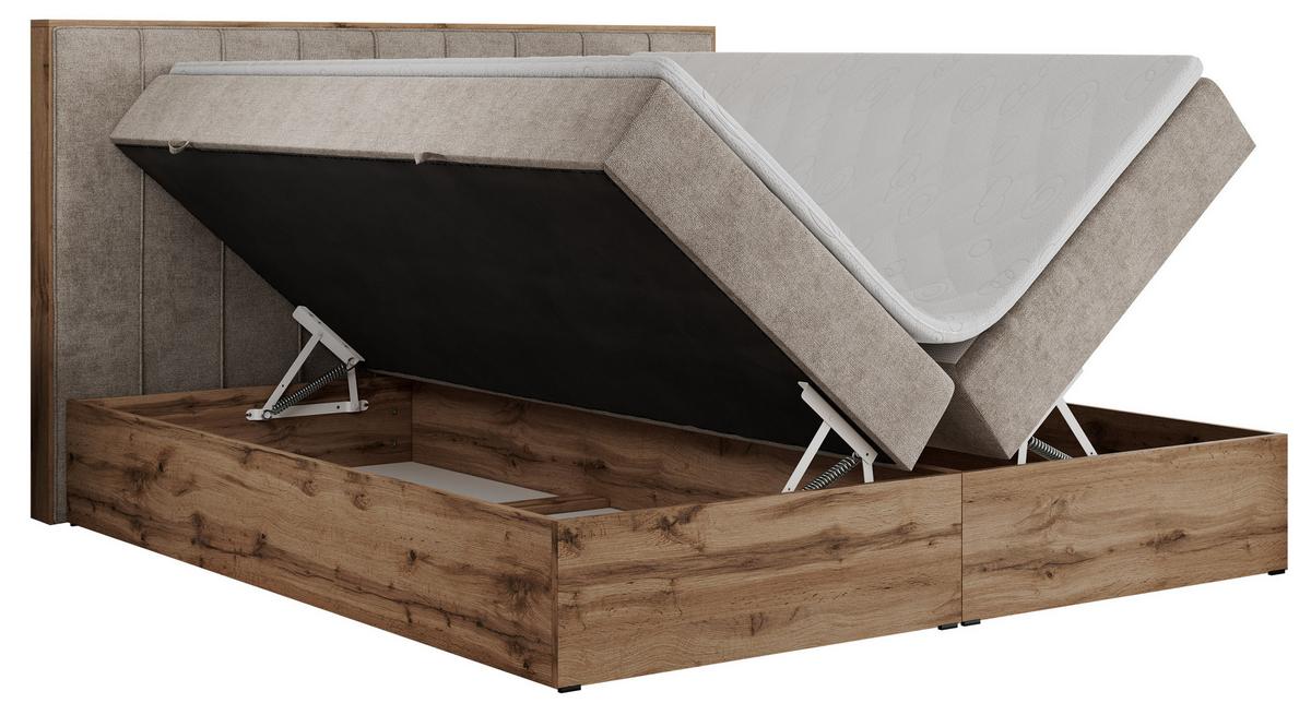 BOXBETT BELLISSIMO 140/200 Beige Struktur - H3 - Beige, Holz/Textil (140/200cm) - MKS