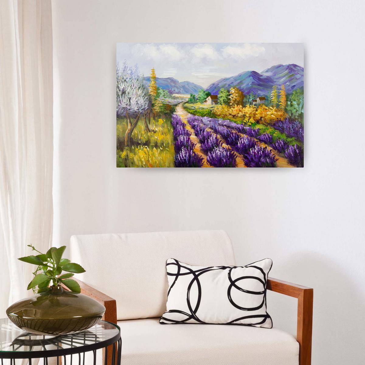 ACRYLBILD HANDGEMALT 90/60 cm - Lila, Holz/Textil (90/60cm) - KUNSTLOFT