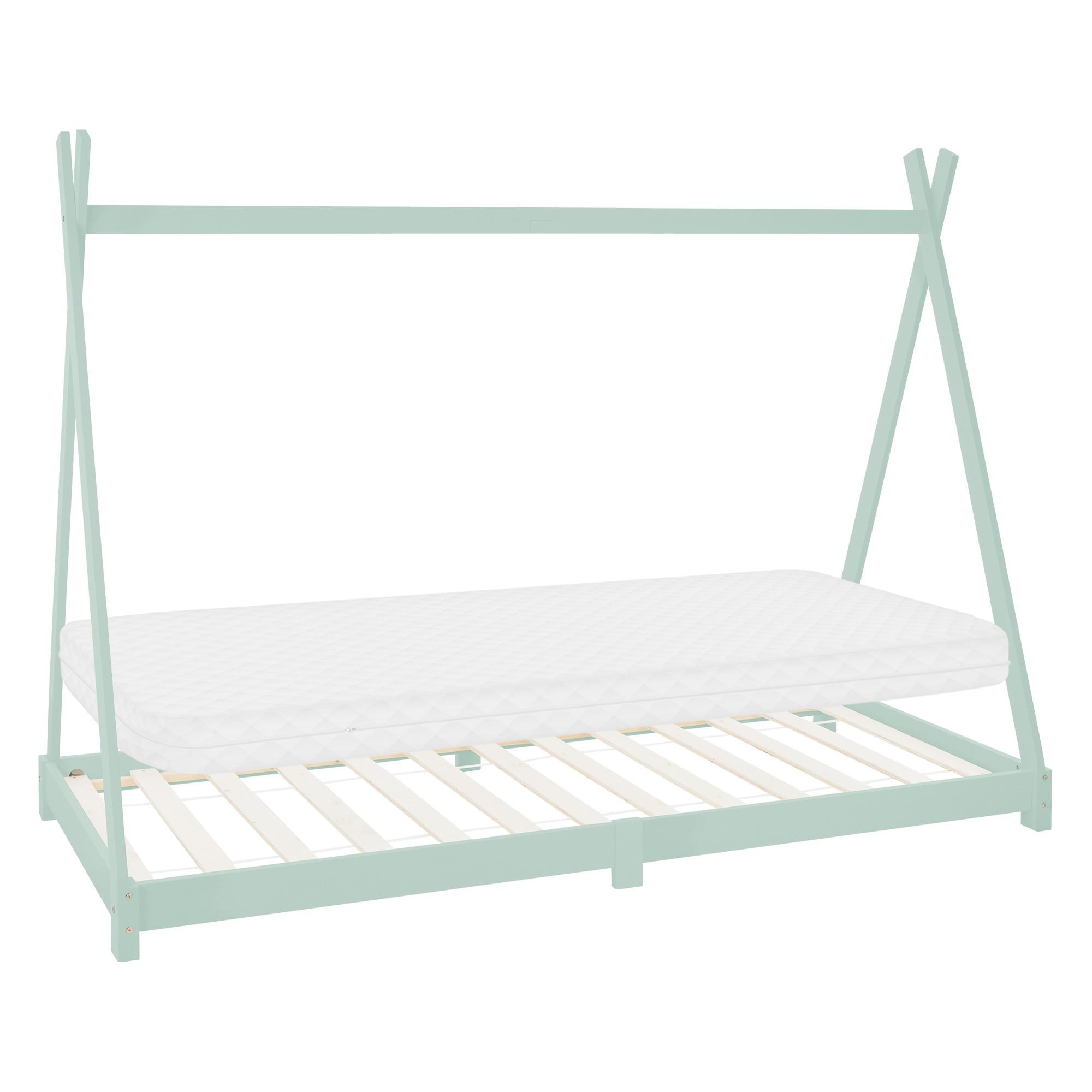 KINDERBETT Tipi mit Matratze 90x200 cm Mint - Mintgrün, Holz (90/200cm) - ML-DESIGN