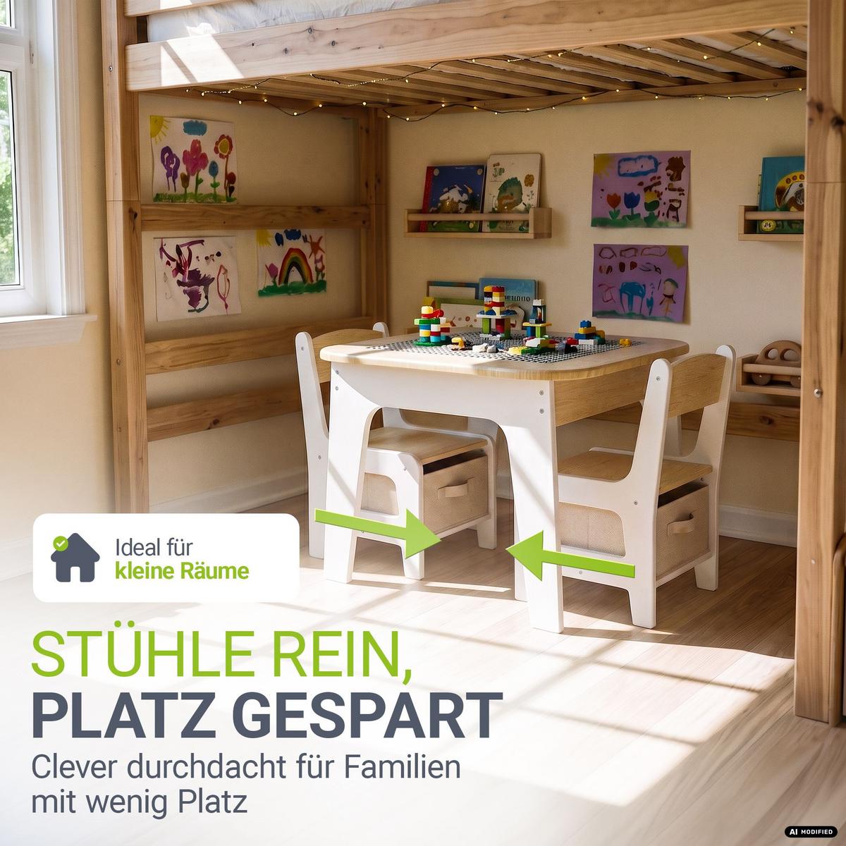 KINDERSITZGRUPPE Milou natur - Naturfarben, Holz (60/50/60cm) - Juskys